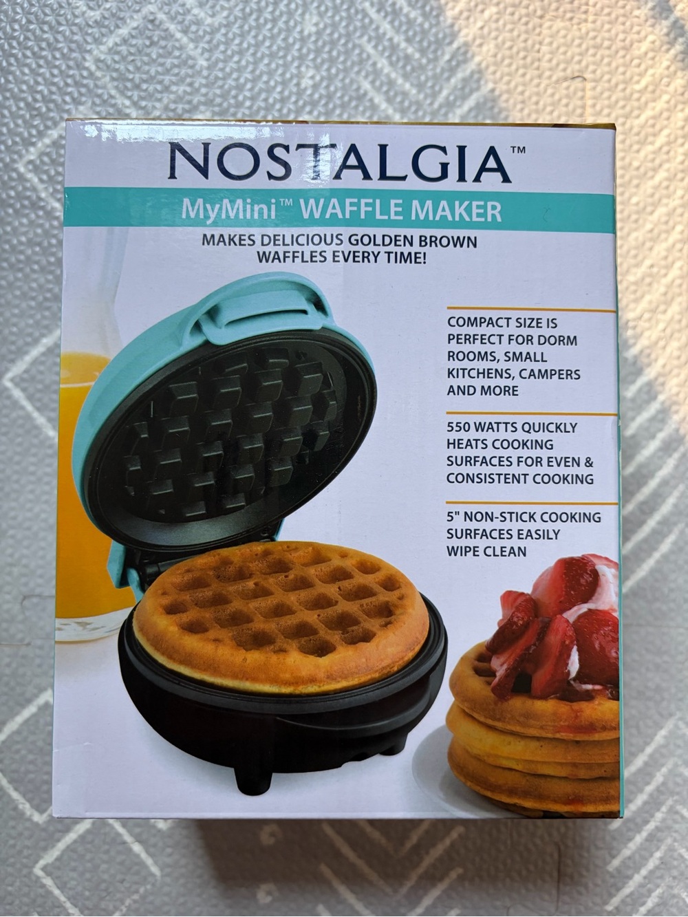 NIB Nostalgia Mini Waffle Maker - Mint